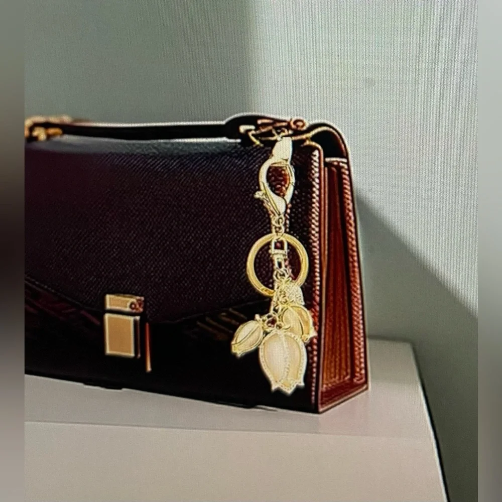 Gold Tulip Bag Charm Keychain Flower Key Chain with Key Rings for Purse Handbags